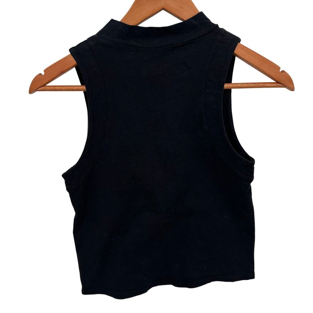 PERFECTWHITETEE Black Mock Neck Tank // XS - Picture 4 of 5
